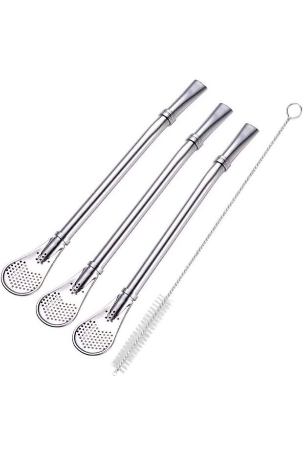 Yerba Mate Bombilla Gourd Drinking Filter Straws 304 Food-Grade Stainless Steel 6.1 inch Long Spoon