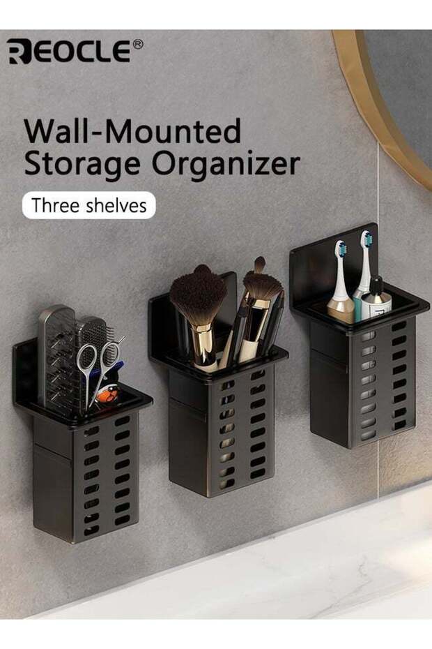 3pcs Plastic Bathroom Wall-Mounted Storage Organizer Toothpaste and Toothbrush Holder Hanging Brack
