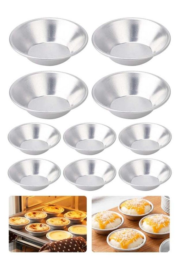 10 Pack Aluminum Egg Tart Molds, Dessert Mold Pans, Nonstick Reusable