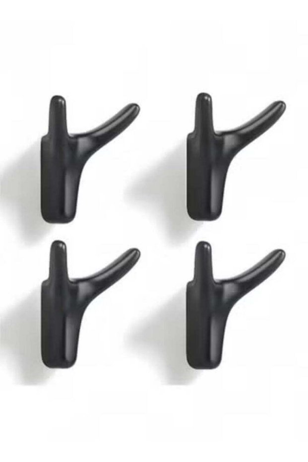 4 Pack Matte Black Wall Hooks - Heavy Duty for Clothes, Bathroom, Bedroom, Kitchen