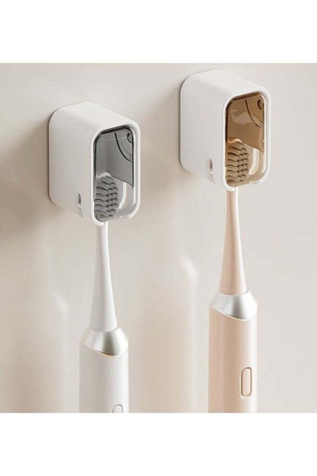 2 Pcs Wall Mounted Toothbrush Holders for Bathroom,Strong Self Adhesive Tooth Brush Holder with Cov