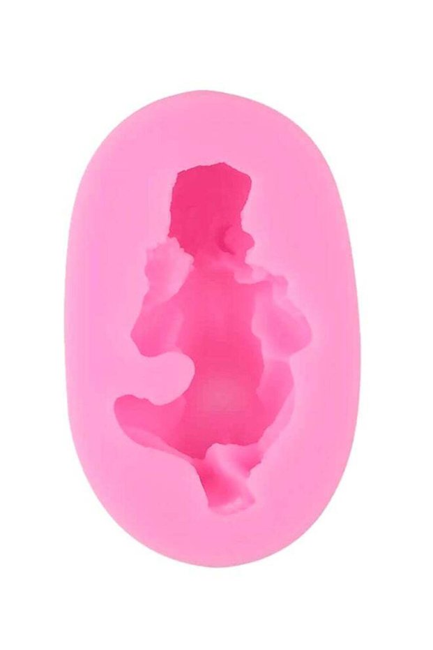 Sleeping Baby Shaped Silicone Cake Mold H18935 Pink 7.2 x 4.5 x 2.5cm