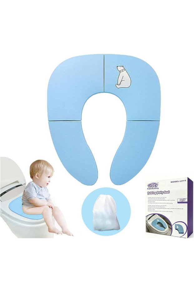 Foldable Potty Training Seat for Kids, Portable Baby Toilet Seat with Non-Slip Base & Ergonomic Han