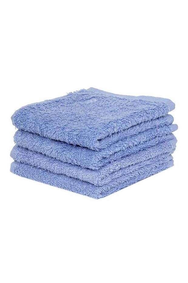 4-Piece Cotton Towel Set Blue 30x30cm