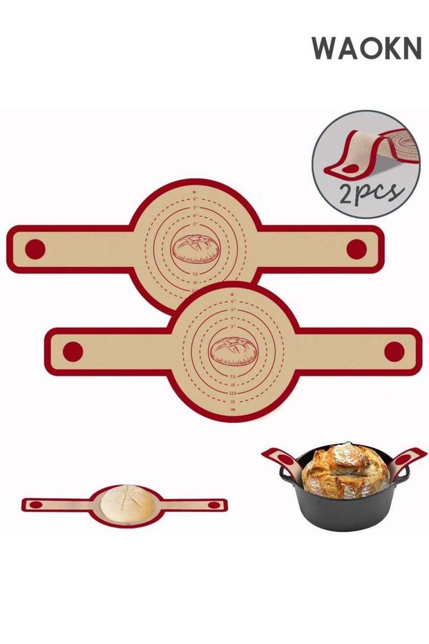 Silicone Bread Sling for Oven , 2 PCS Red Non-Stick & Reusable Bread Baking Supplies with Extra Lon