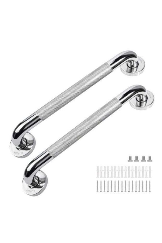 2Pack 304 Stainless Steel Shower Grab Bar - 40cm Anti-Slip Safety Rail for Elderly & Pregnancy Supp
