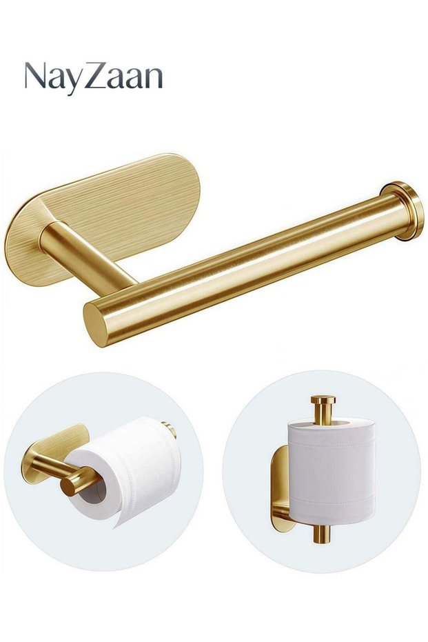 Toilet Paper Holder - Self-Adhesive Wall-Mounted Bathroom Toilet Paper Holder, Stainless Steel Stro