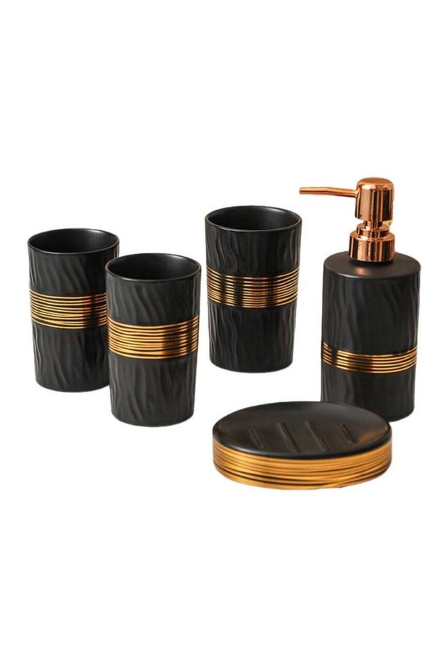 Bathroom Accessories Set, 5-Piece Ceramic Bathroom Accessory Set, Toothbrush Holder Set, Lotion Dis