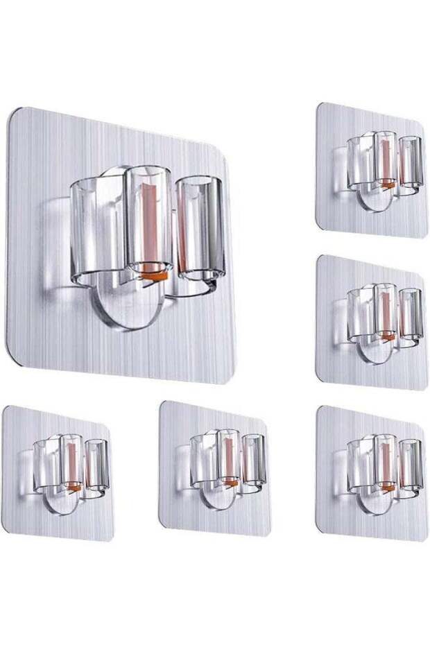 6 PCS Mop Broom Holder Wall Mount - Mop Holder Self Adhesive Broom Hanger for Home Garage Garden La