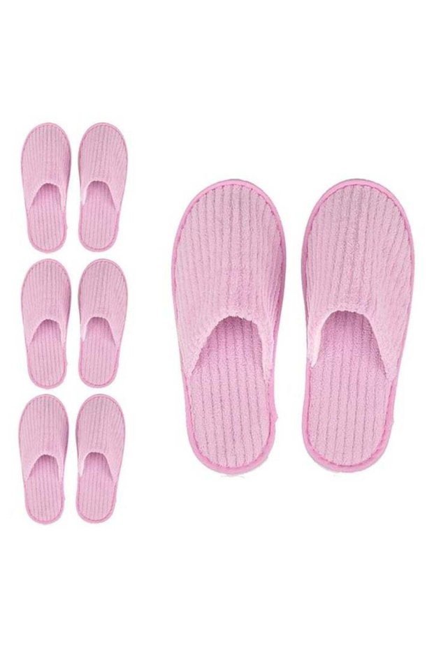 Disposable Slippers, 4 Pairs Closed Toe Spa Slippers Coral Fleece Washable Home Slippers for Women