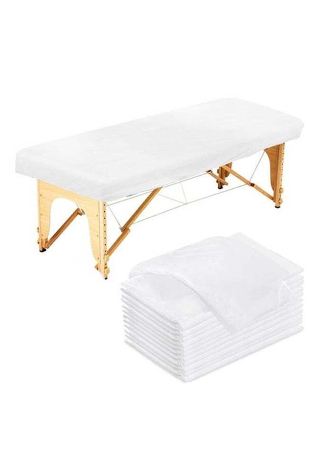 Fitted Massage Table Sheets, White, 70-82 x 35 Inch, 10-Pack