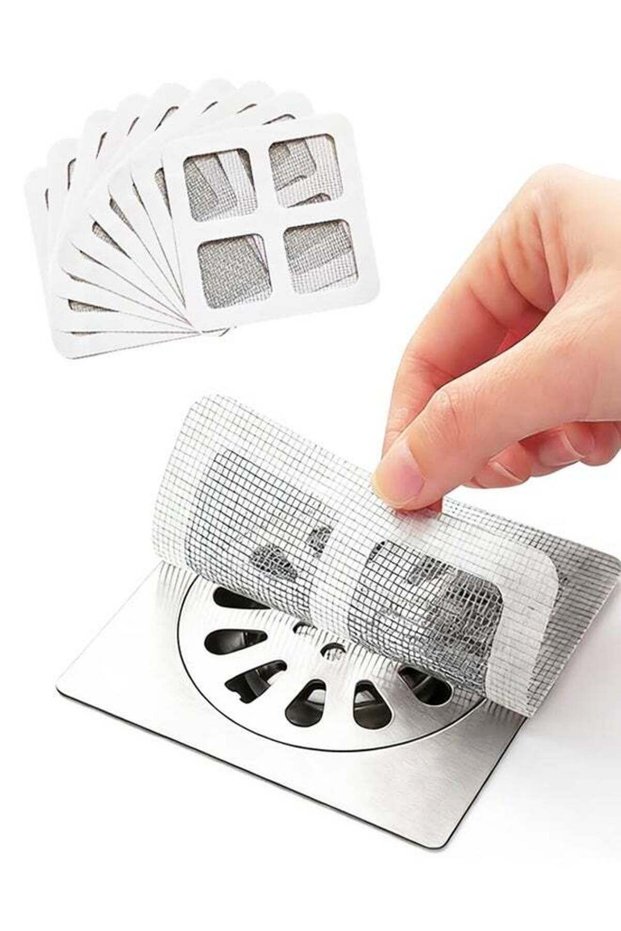 30PCS Square Disposable Shower Drain Hair Catcher Mesh Stickers For Bathroom Kitchen Sink