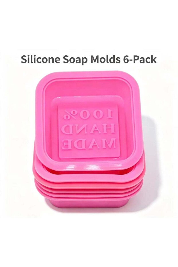 6 Pack Silicone Soap Molds Square Hand Made Embossed Molds, Food‑Grade Silicone Non‑Stick Soap Maki