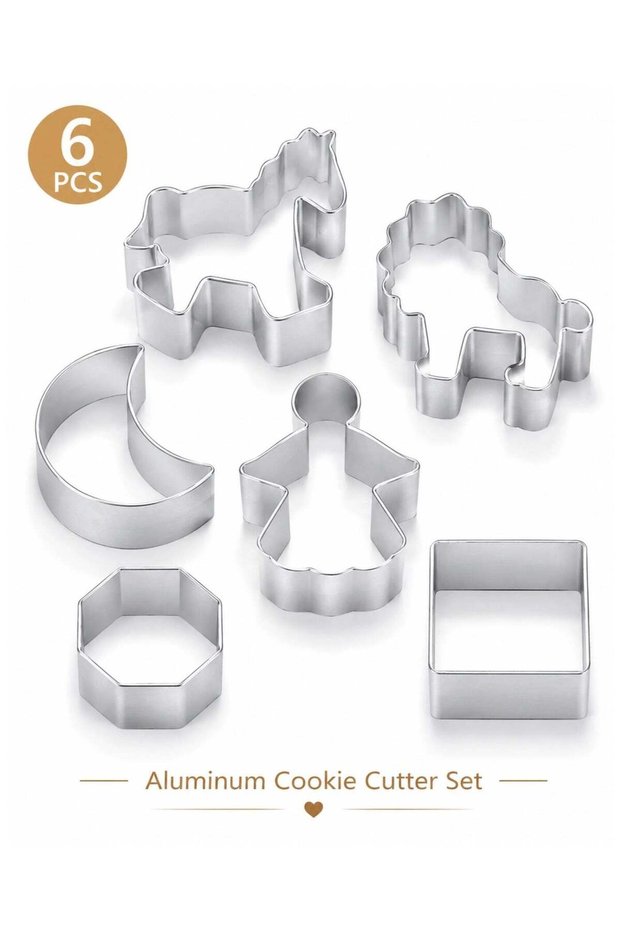 6 PCS Aluminum Cookie Cutter Set, Cookie Cutters for Baking, Biscuit Cutter Molds with Horse, Lion,