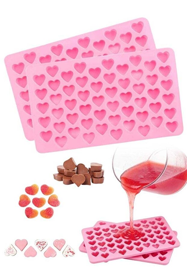 2 Pack Heart Silicone Molds, Non-Stick Food Grade Silicone Molds, Reusable Candy Mold, Used For Jel