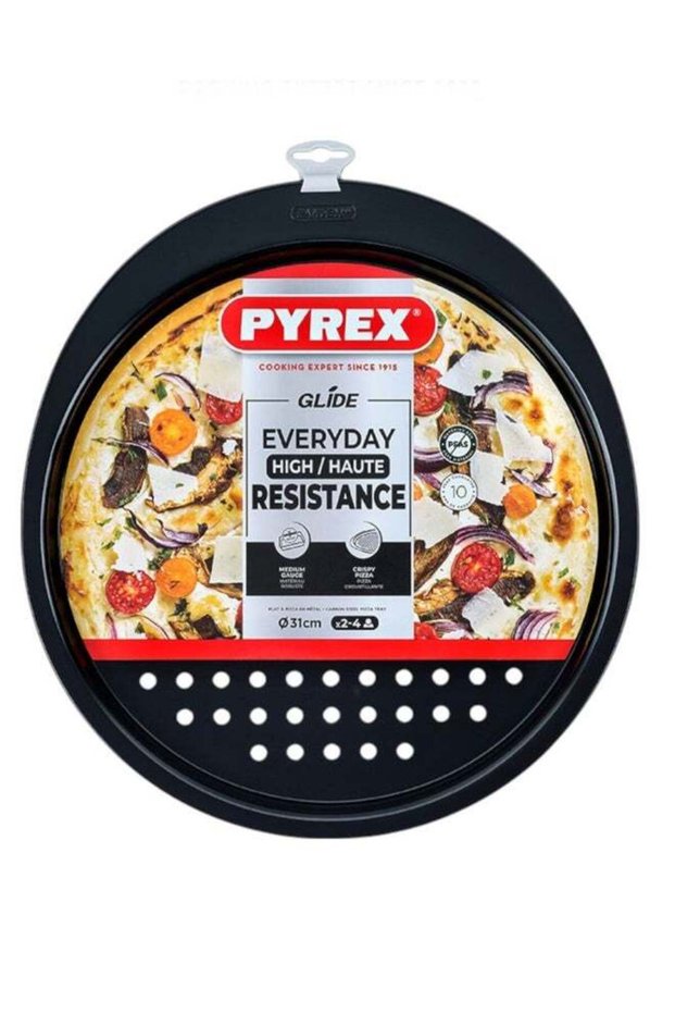 Pyrex Glide Pizza Pan 31cm, PFAS-Free Non-Stick Round Pizza Tray, Scratch Resistant Bakeware, Ideal