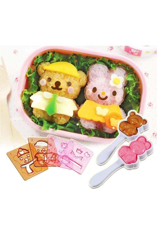 6 Pcs Rice Ball Mold, Cute Rabbit Bear Pattern Rice Ball Making Tool, Cartoon Kitchen Tool, Cute Sh
