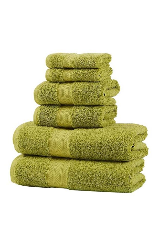 6-Piece Cotton Towel Set Green