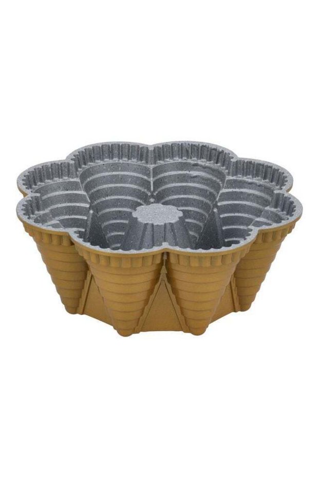 Non-Stick Coating Oven Safe Reusable Tower Cake Mould Gold 21x8cm