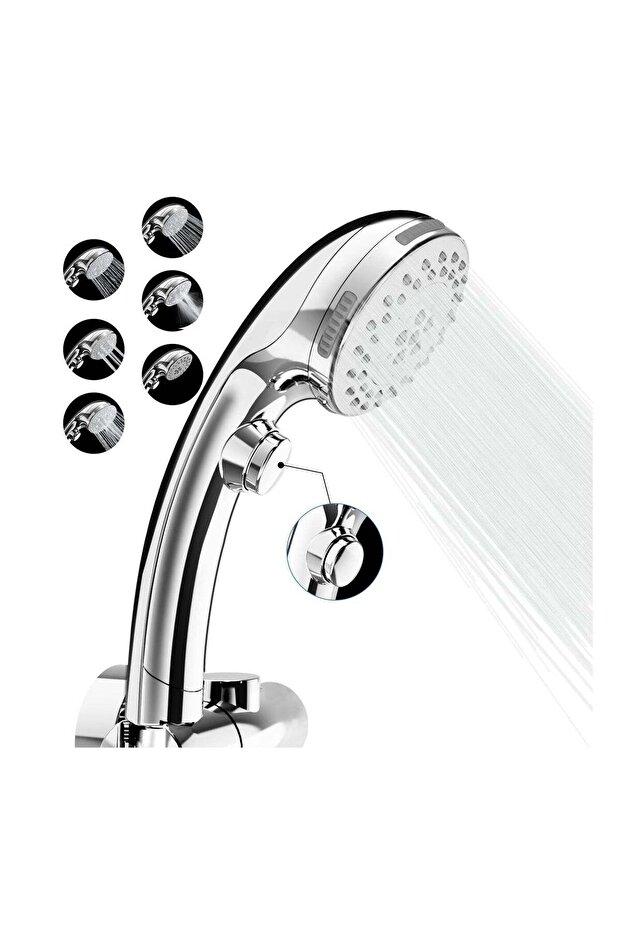 Powerful 6-Setting Square Shower Head Water Saving Design for Ultimate Shower Experience Black