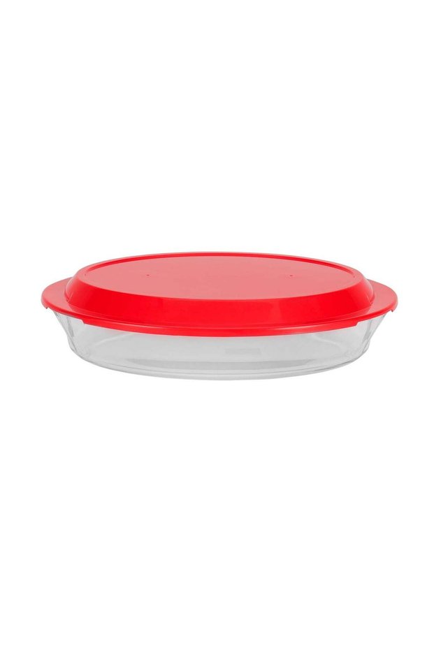 Royalford 3.5 L Oval Glass Baking Casserole Dish, Lid | Easy Grab Handles and Knob, Oven, Dishwashe