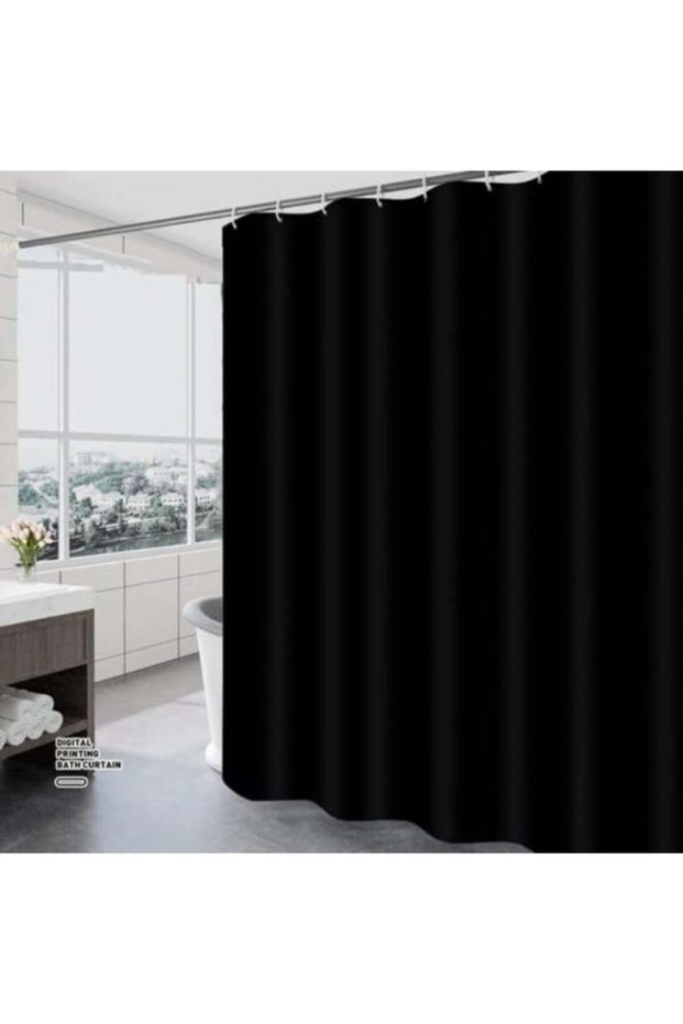 DEARARTBath Black Shower Curtain Liner Quick Dry, 180cm(L) × 150cm(W) Cloth Shower Curtain With Gro