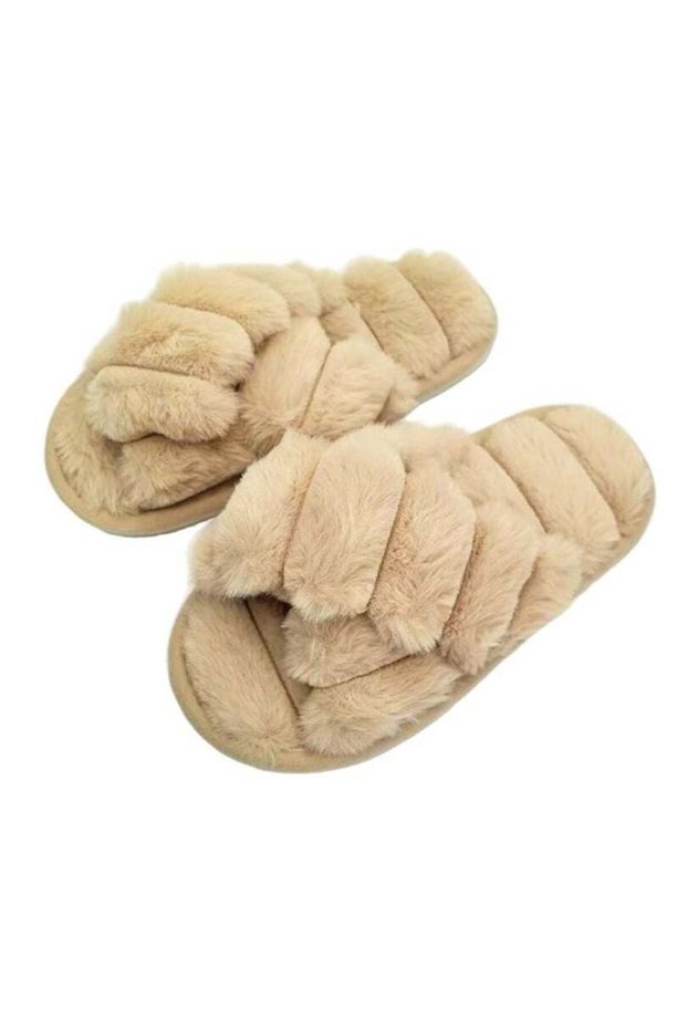 UKR Women’s Home Slippers Soft Breathable Furry Open-Toe Cozy Indoor Footwear Stylish Fluffy EVA So