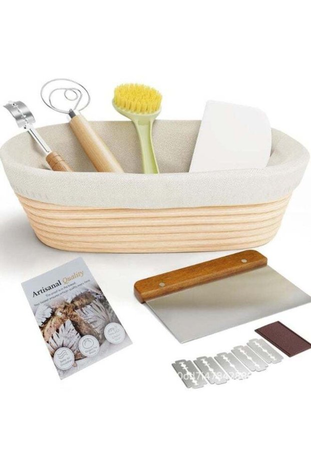 10" Oval Banneton Bread Proofing Basket – Sourdough Starter Kit for Crusty Artisan Style Loaves, In