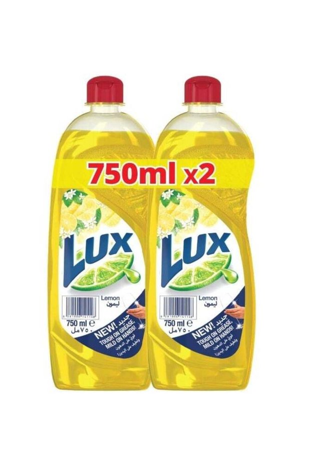 LUX Dishwash Liquid, for sparkling clean dishes, Lemon, tough on grease, mild on hands, 2 x 750ml