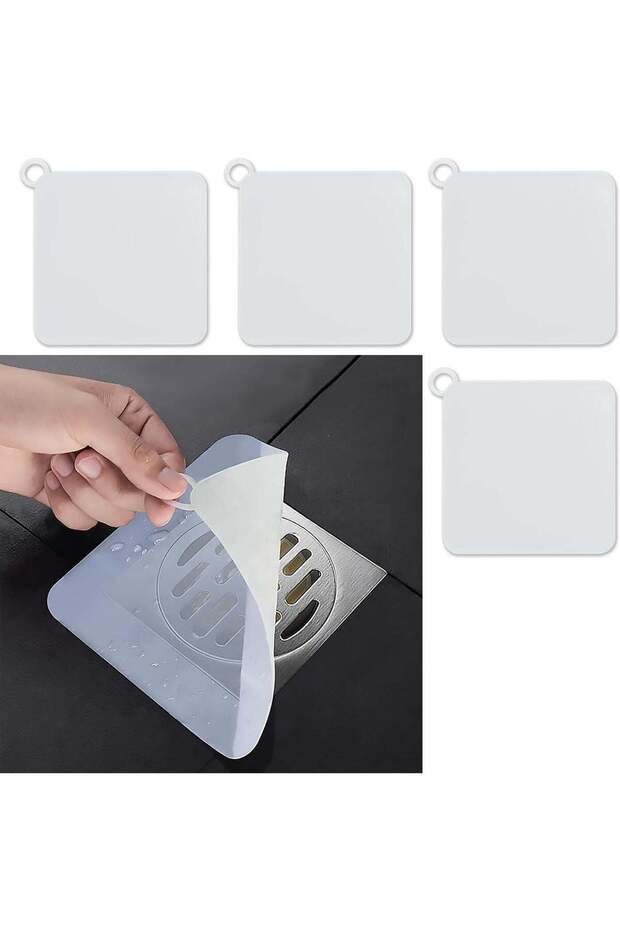 MOMENT 4 PACK Tub Stopper Silicone Floor Drain Anti-Odor Mat, Silica Gel Drain Plugs, Anti-Odor Deo