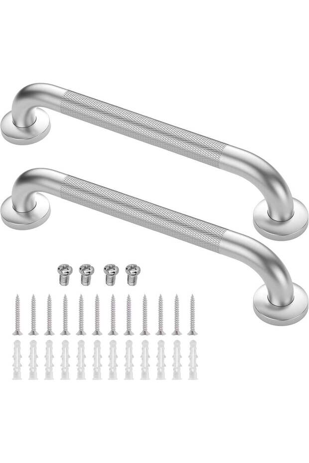 16 inch anti slip 304 stainless steel handrail 2-piece set,suitable for bathroom shower and toilet