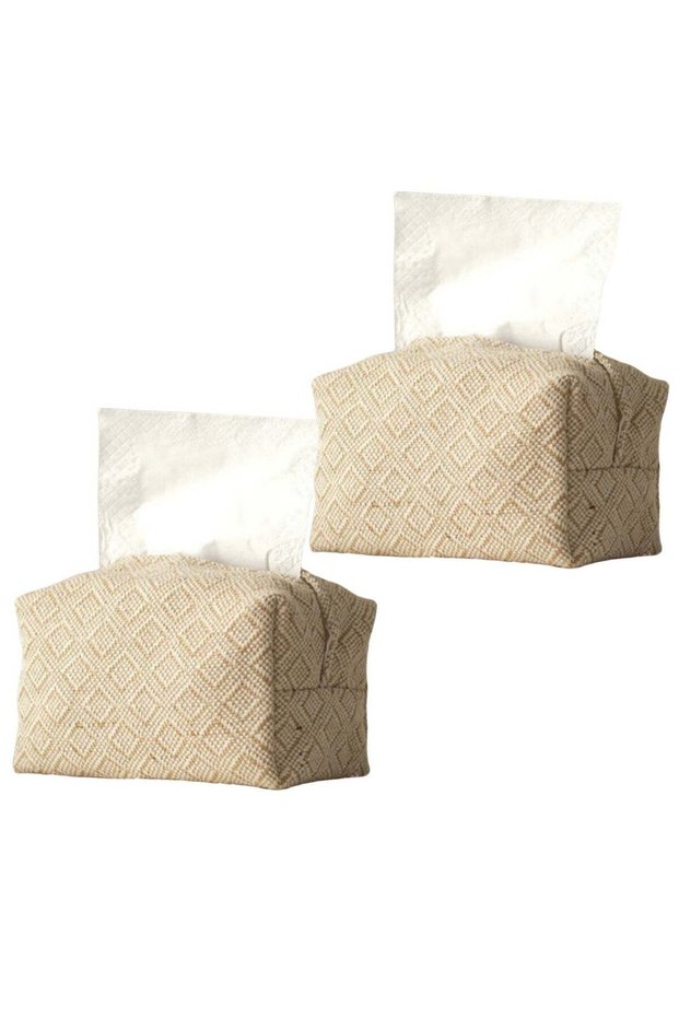 Tissue Box Holder 2 Pieces, Minimalist Paper Box for Modern Home Living Room, Homestay Cotton & Lin