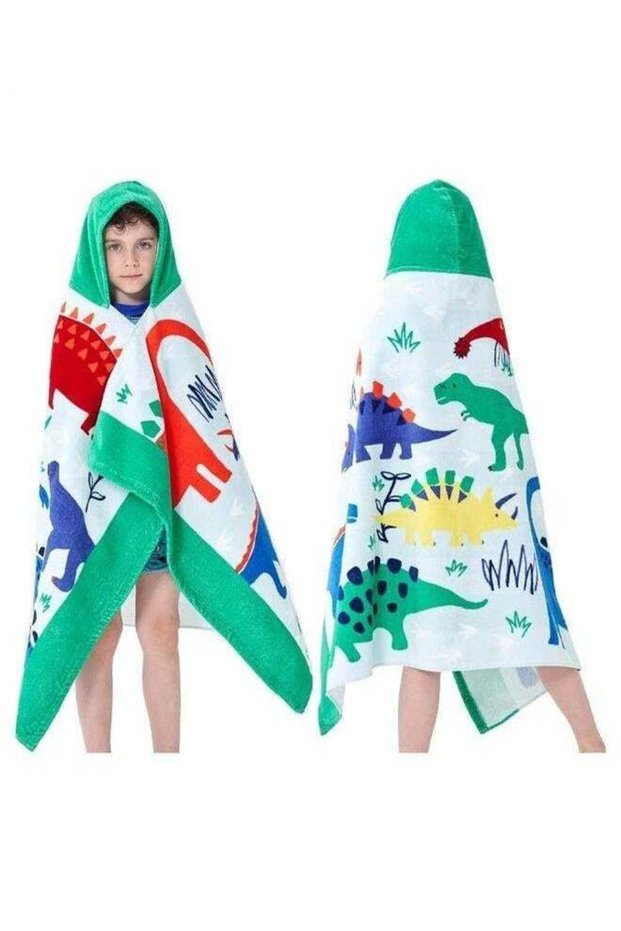 Kids Hooded Bath Beach Towel Girls Boys Swim Pool Cover Up Super Absorbent Cute Cartoon Animal Full