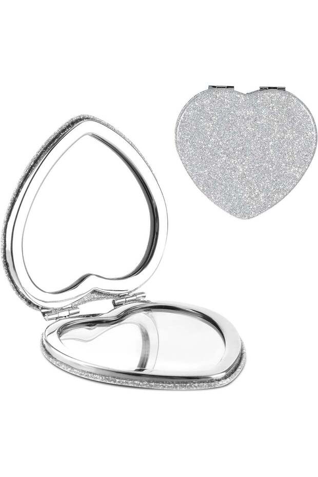 Compact Folding Mirror Heart Shaped Magnifying Mini Vanity Mirror Portable Travel Makeup Tools for