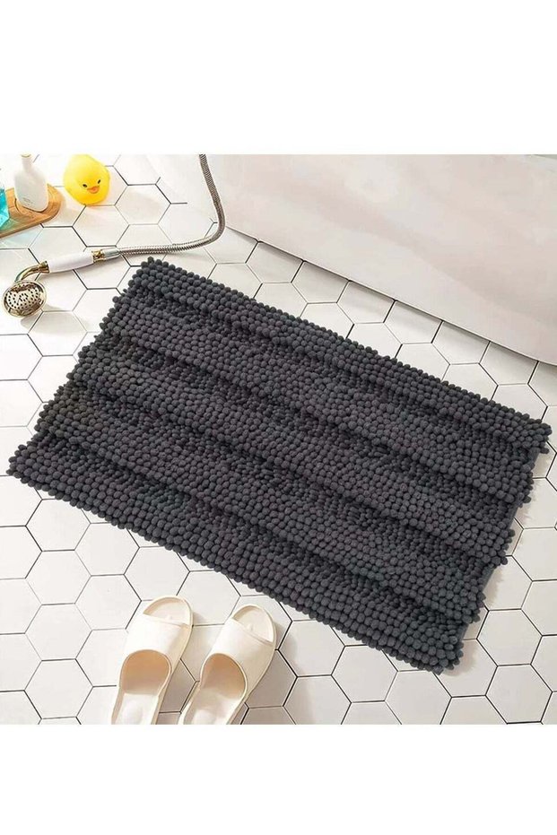 1-Piece Anti-Slip Bathroom Mats Absorbent Bath Mat Bath Rugs Dark Grey Color 60x40 Centimeter