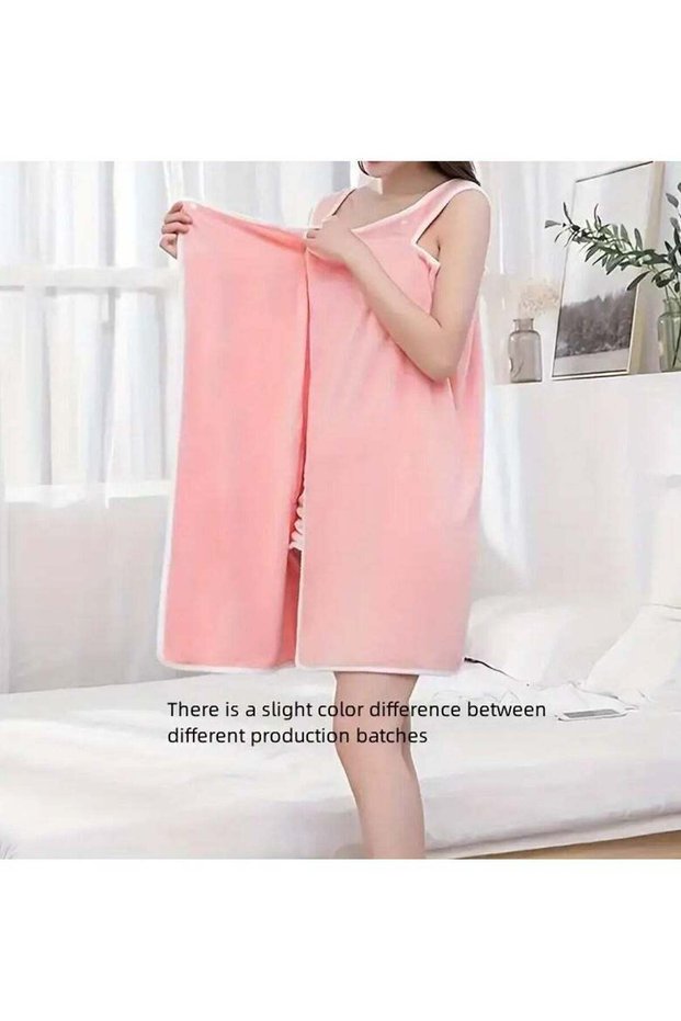 1pc Luxurious Coral Velvet Wearable Bath Towel Skirt for Adults - Soft, Water Absorbing, Quick Dryi