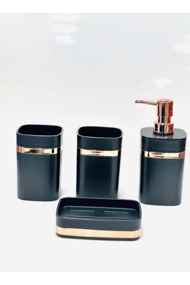 4-piece bathroom Accessories Set, Soap Dispenser, 2 Toothbrush Holder and soap holders, black