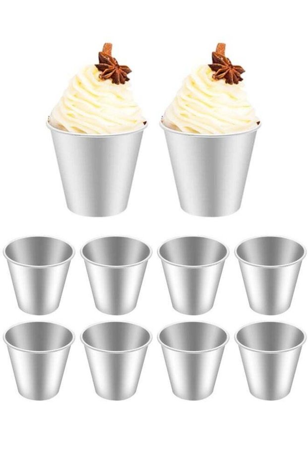 10 Pcs Pudding Molds Flan Molds for Baking Aluminum Baking Cups Muffin Tin Cupcake Mould Nonstick S