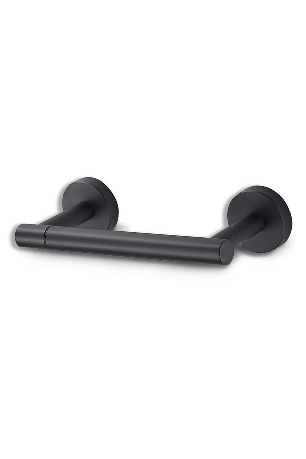 Matte Black Toilet Paper Holder - Wall Mount Double Post Pivoting Toilet Paper Roll Holder for Bath