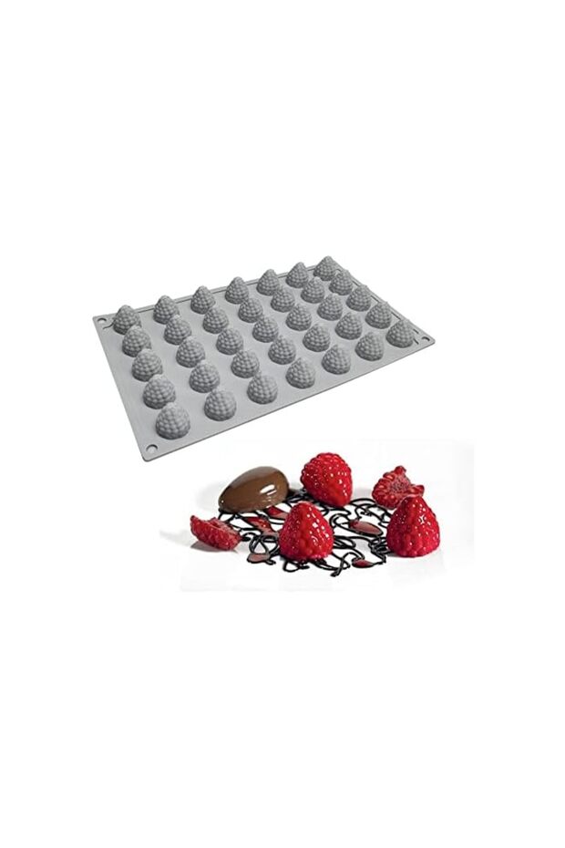 35-Cavity 3D Raspberry Silicone Mold for Fondant Chocolate Candy Gum Paste Polymer Clay Resin Kitch