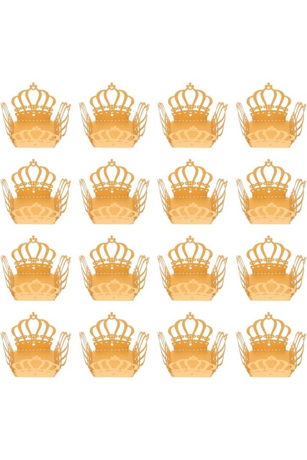 Golden Crown Cupcake Wrappers, Disposable Paper Muffin Liners with Elegant Crown Design, 50pcs Cupc