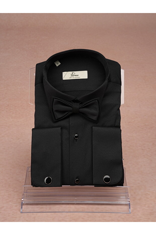 Slim Fit Groom's Suit Stone Collar Shirt