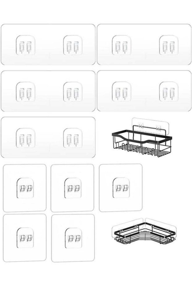 10 Pack Shower Caddy Adhesive Replacement, Strong Adhesive Sticker Hooks for Corner Shower Caddy Ba