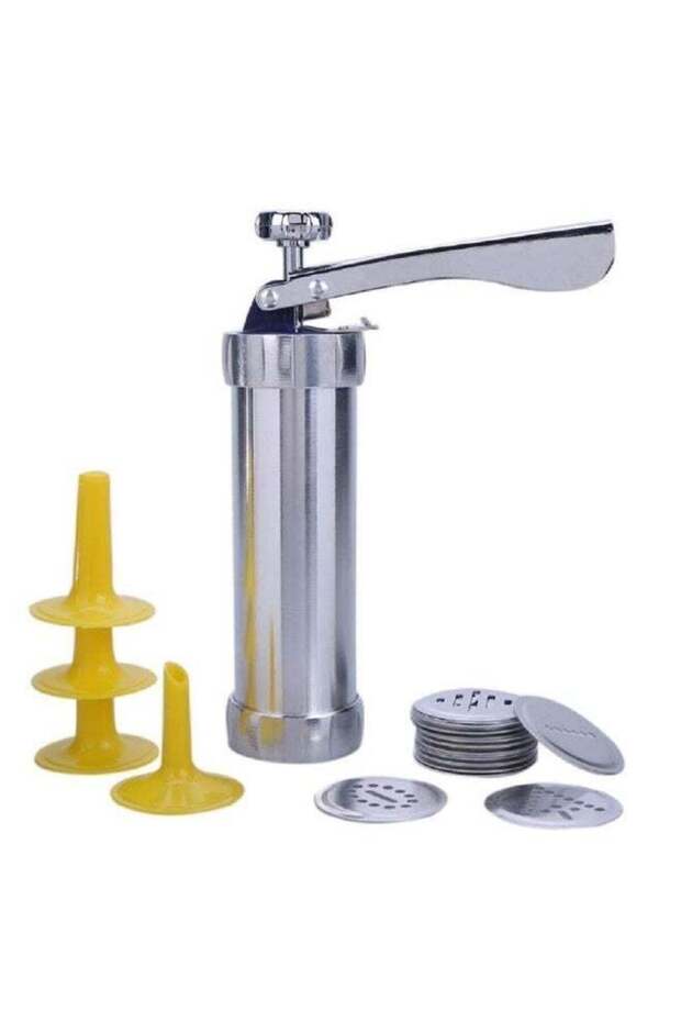Biscuit Cookie Extruder Press Gun Set with 10 Moulds & 4 Nozzles – Multi-Function Cookie Maker & Ca