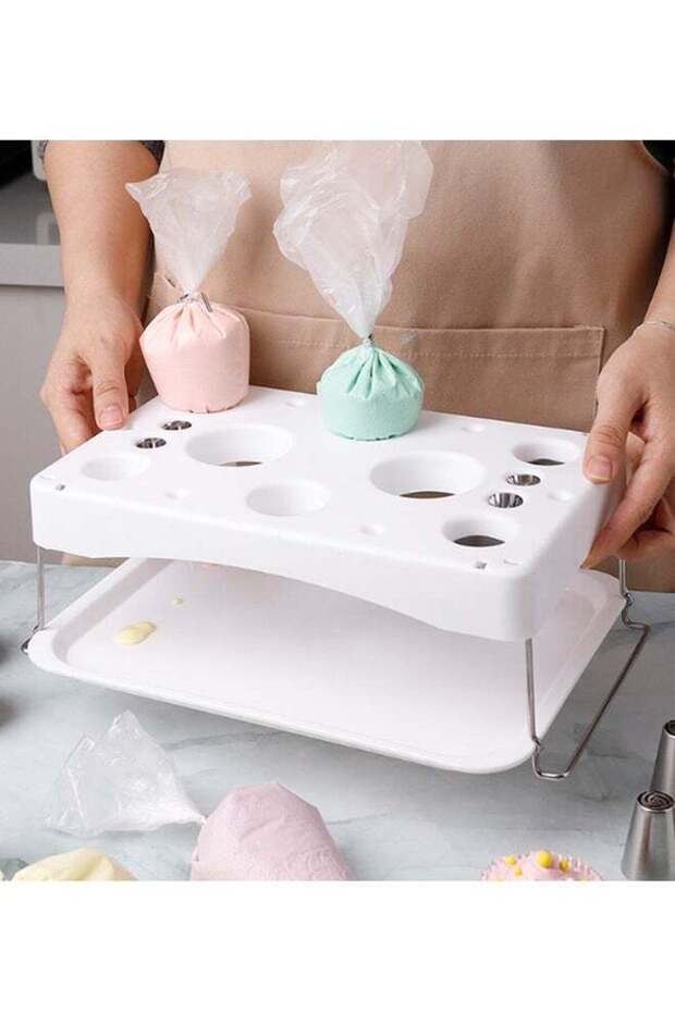 Cake Decorating Icing Bag Holder Tray Stand - Detachable Pastry Bag Rack with 6-8 Various Holes, Ic
