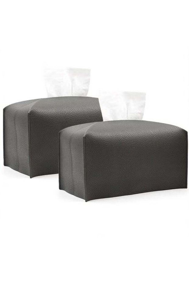 Tissue Box Cover,2 Pack Modern PU Leather Square Tissue Box Holder,Decorative Holder/Organizer For