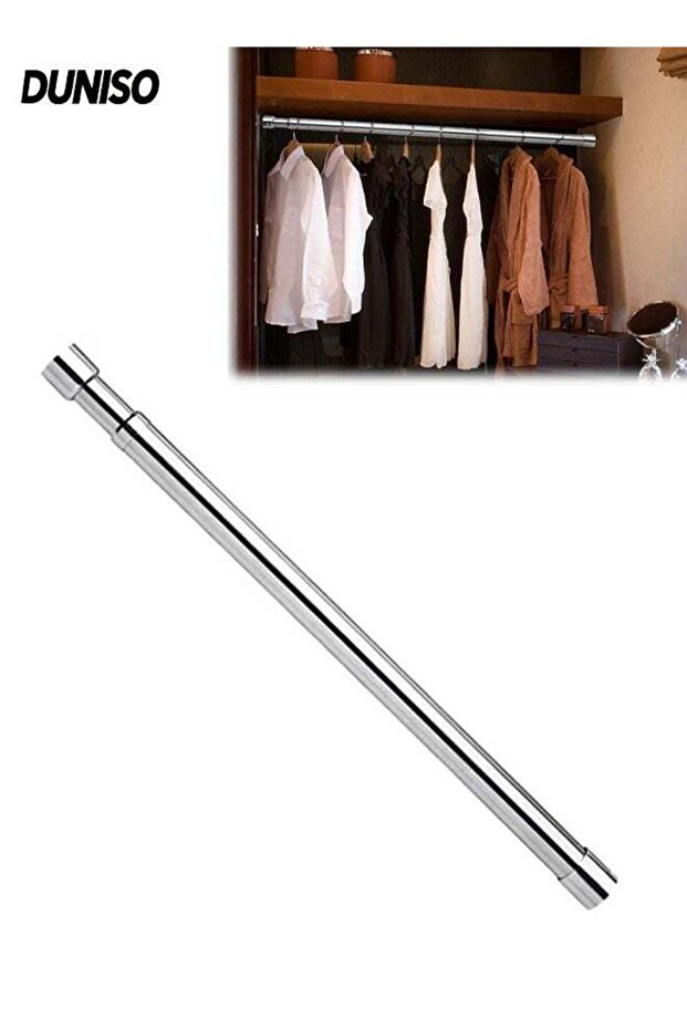 Telescopic Closet Pole,Adjustable Stainless Steel Closet Rod Thickened Telescopic Wardrobe Hanging