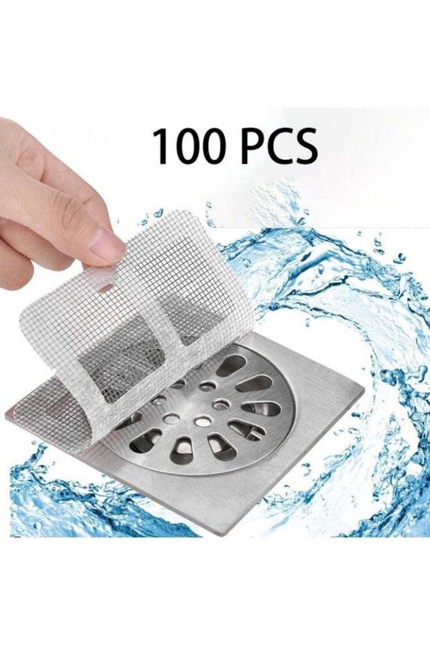 Disposable Hair Drain Stickers, 100PCS Bathroom Drain Hair Catcher, Square Shower Drain Hair Catche