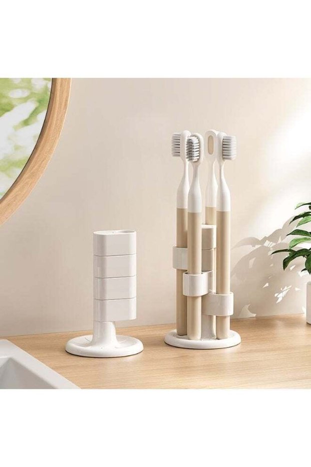 360° Rotating Countertop Toothbrush Holders 4 Tier Bathroom Toothbrush Organizer with Tree Design,