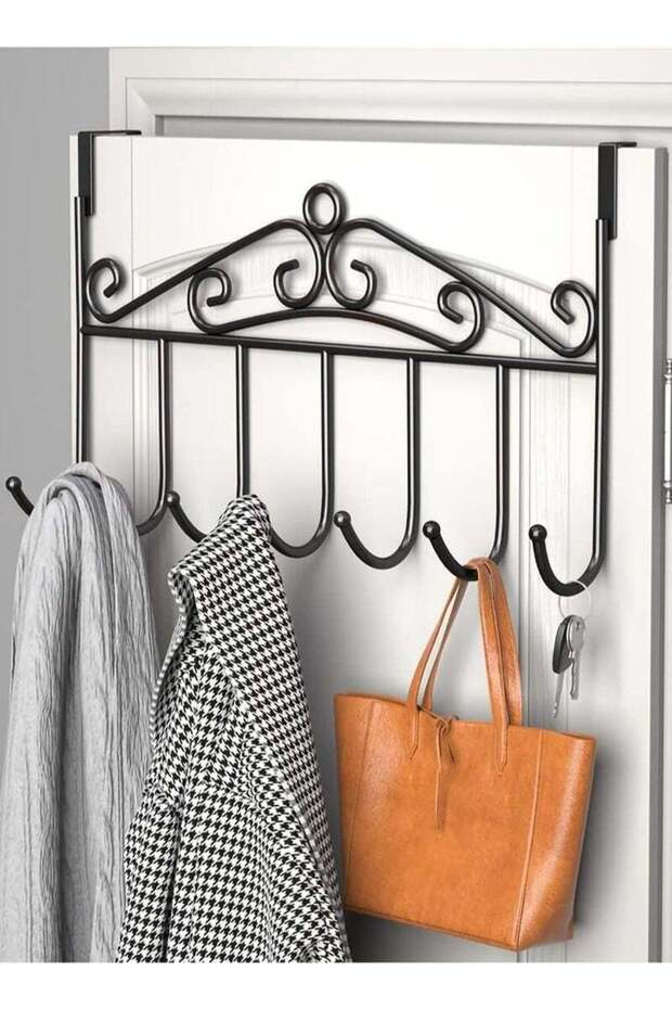 Over The Door Hook, Over Door Hanger for Coat, Towel, Bag, Robe (1 Pack, Black)